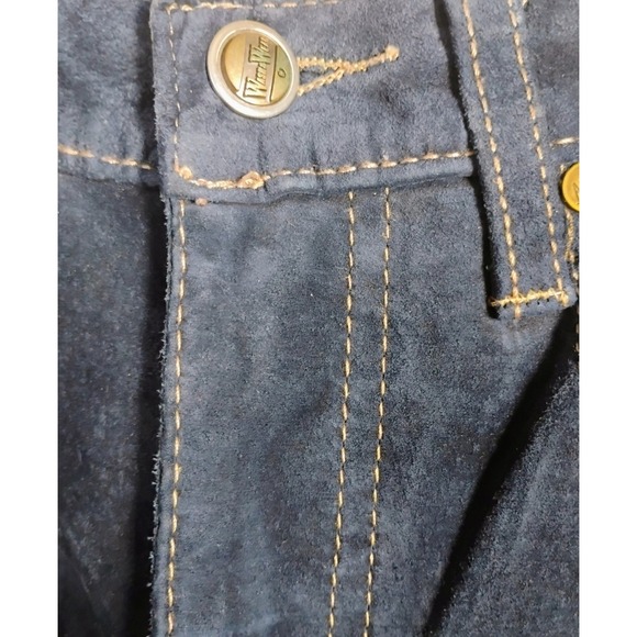 Vintage W&W Wash & Wear Leather Suede Pants Mens 26 Made in Canada Blue - Picture 5 of 13